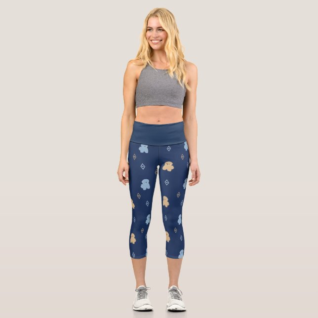 Leggings Capri Chien Lhasa Apso motif bleu arrière - plan (Recto)
