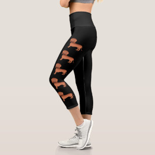 Leggings Capri Chiens caricaturaux mignons Dachshund Cheveux cour
