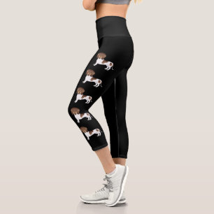 Leggings Capri Chiens Dachshund à poil court chocolat et tan pie