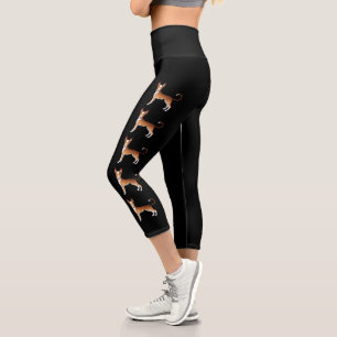 Leggings Capri Chiens de dessin habillés en blanc et rouge Ibiza