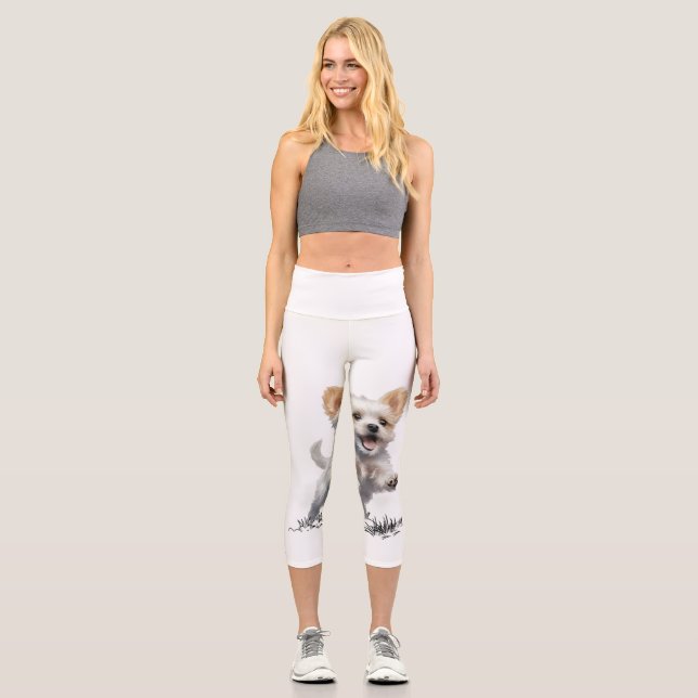 Leggings Capri Chiot Mignon – Vêtements Actifs pou (Recto)