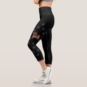 Leggings Capri Chocolat Havanais mignon chien de dessin avec patt