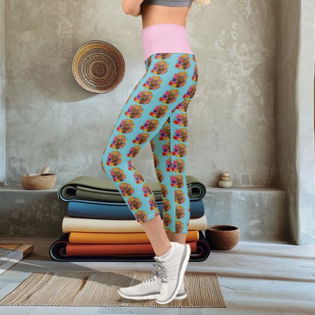 Leggings Capri Chouette à fleurs (Créateur téléchargé)