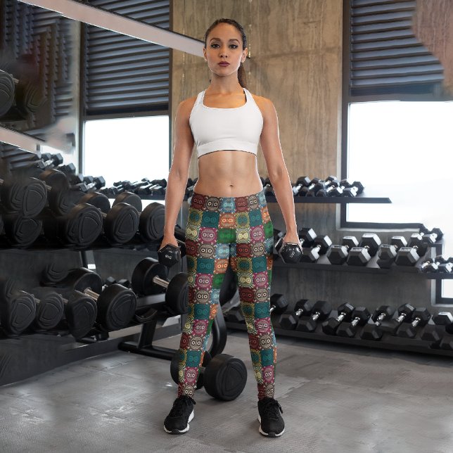 Leggings Capri Chouettes géométriques (Créateur téléchargé)
