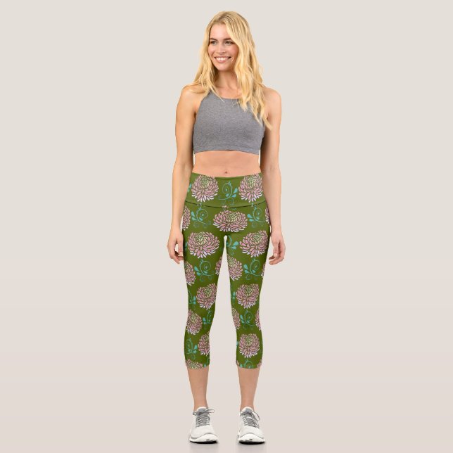 Leggings Capri chrysanthèmes tourbillons (Recto)