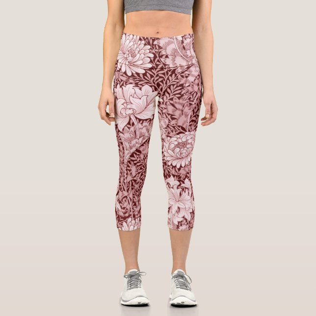 Leggings Capri Chrysanthemum Maroon, William Morris (Recto)