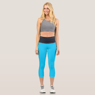 Leggings Capri Ciel bleu clair Noir Haut taille Yoga Capris