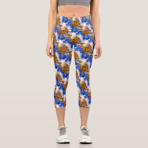 Leggings Capri Ciel Bleu Et Nuages Motif D'Art Abstrait