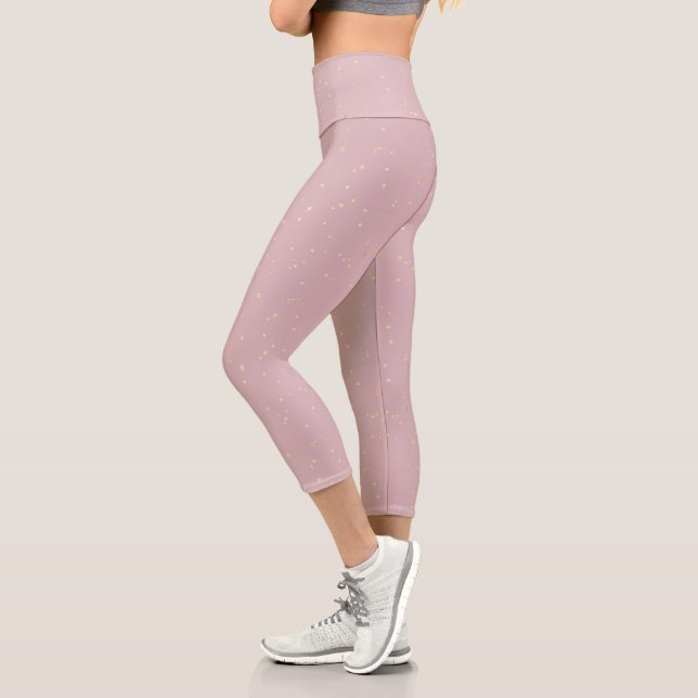 Leggings Capri ciel rose vif et étoiles or (Gauche)