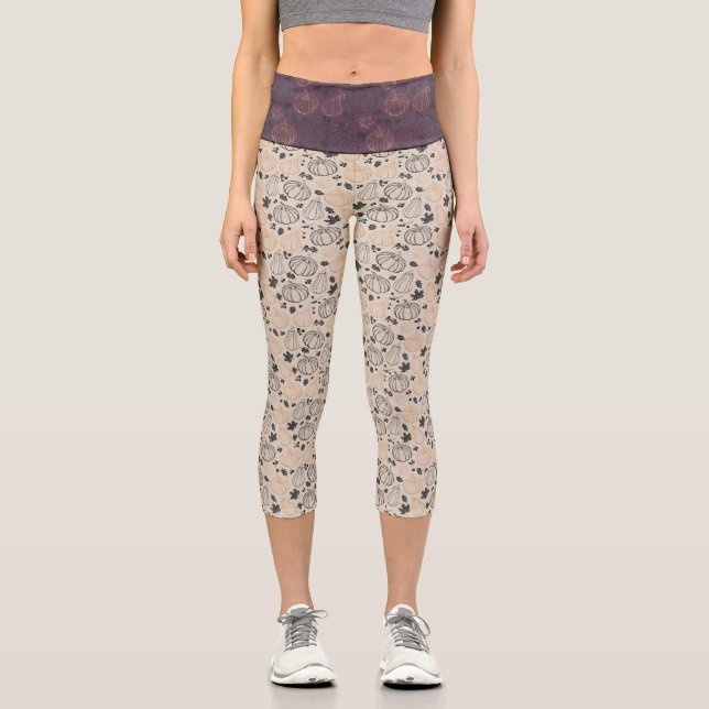 Leggings Capri Citrouille d'automne Plan Capri Leggins - Plum et  (Recto)