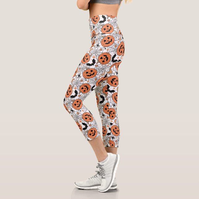 Leggings Capri Citrouille éffrayant Motif Halloween (Gauche)