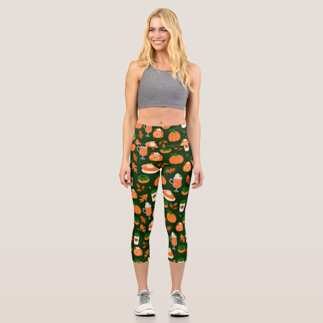 Leggings Capri citrouille épice café vert foncé (Recto)