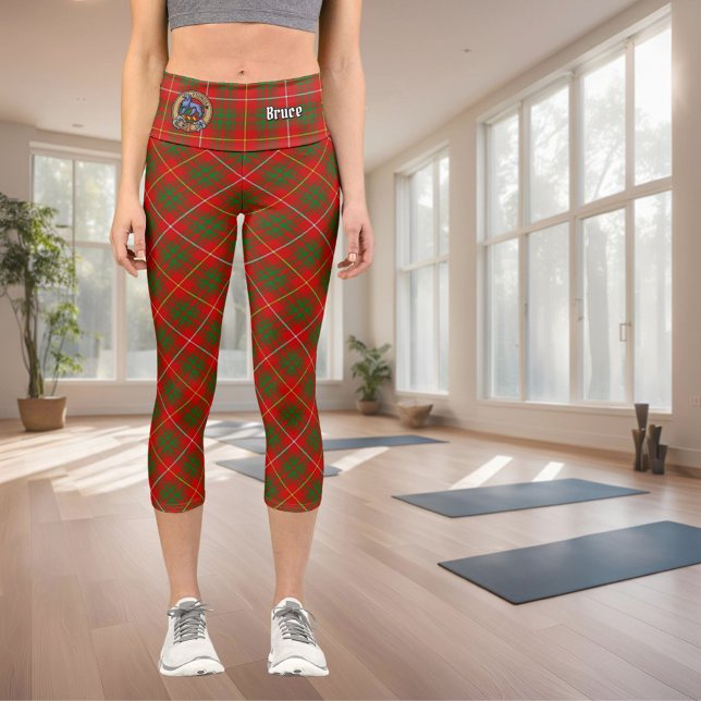Leggings Capri Clan Bruce Crest sur Tartan (Créateur téléchargé)