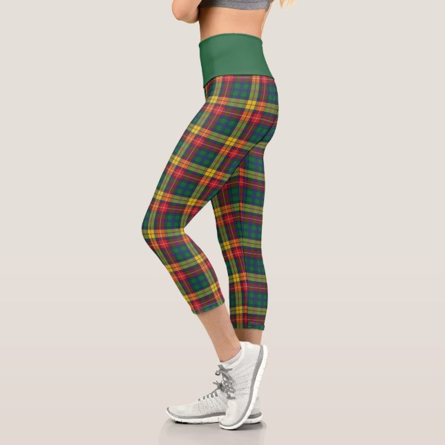 Leggings Capri Clan Buchanan Plaid Rouge Vert Jaune (Gauche)
