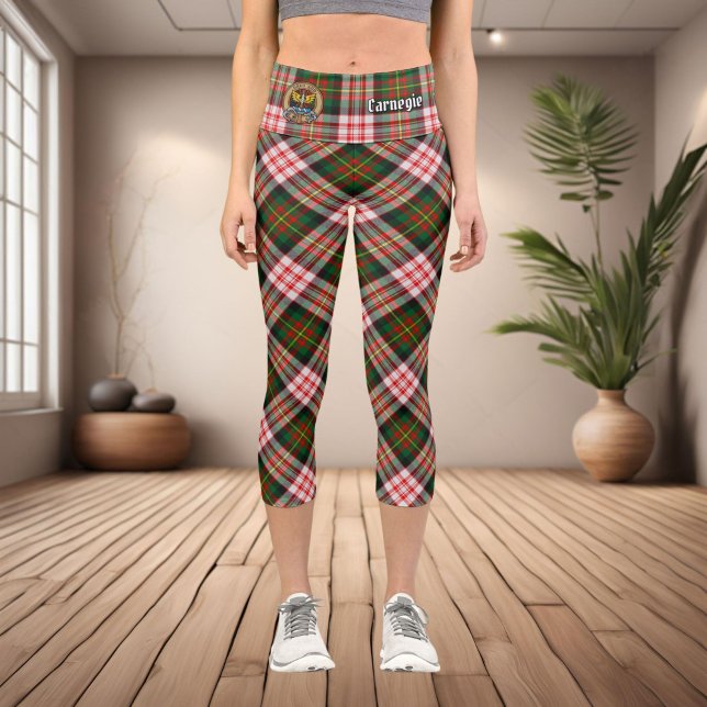 Leggings Capri Clan Carnegie Crest sur la robe Tartan (Créateur téléchargé)