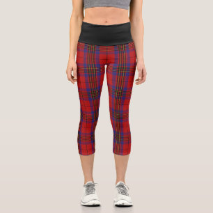 Leggings Capri Clan classique Leslie Rouge Bleu Tartan Plaid