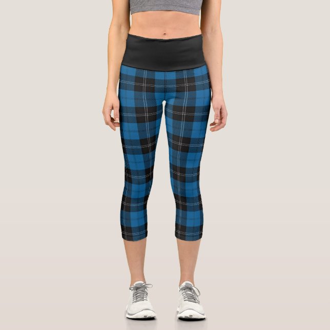 Leggings Capri Clan classique Ramsay Plaid bleu et noir Tartan (Recto)