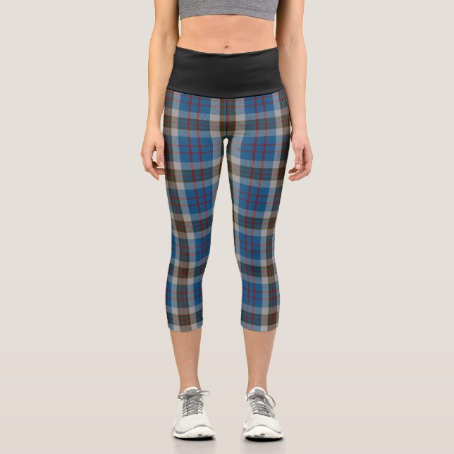 Leggings Capri Clan classique Thompson Blue Grey Tartan Plaid (Recto)