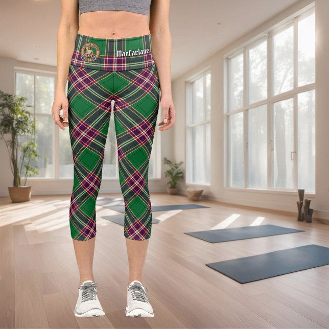 Leggings Capri Clan MacFarlane Chasse moderne Tartan (Créateur téléchargé)