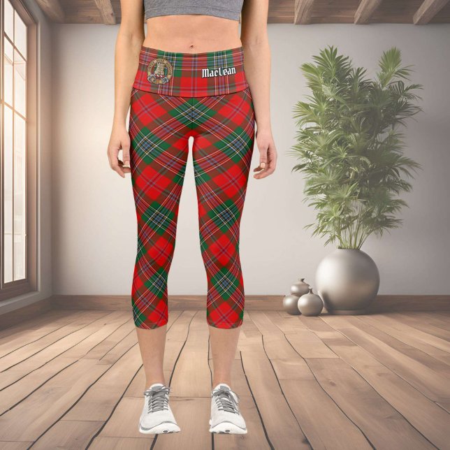 Leggings Capri Clan MacLean Crest sur Tartan (Créateur téléchargé)