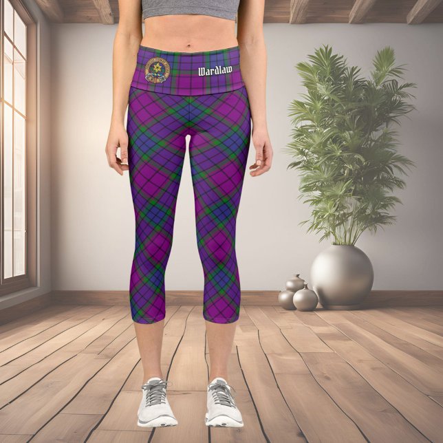 Leggings Capri Clan Wardlaw Crest sur Tartan (Créateur téléchargé)