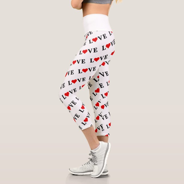 Leggings Capri Classic LOVE Heart Motif Motif Élégant (Gauche)