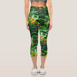 Leggings Capri Claude Monet Type Stylisé Jardin Iris