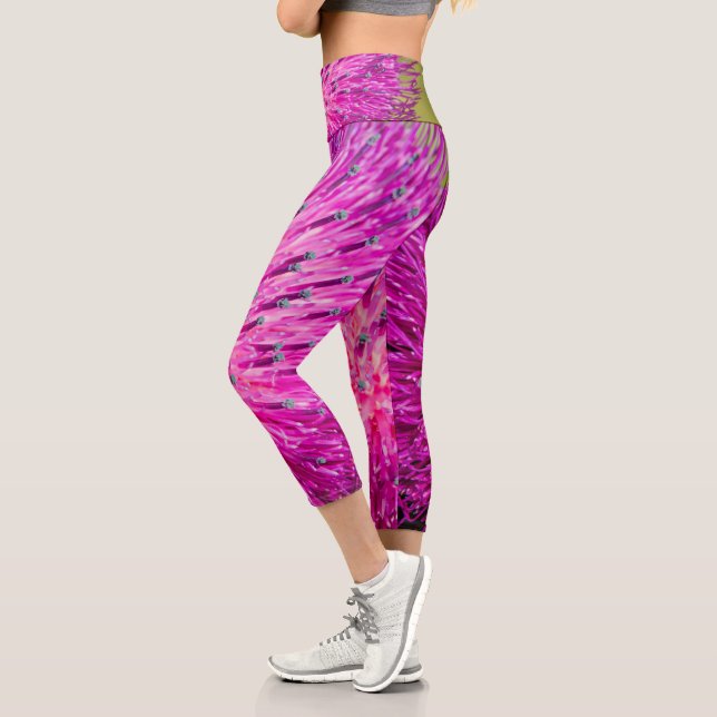 Leggings Capri Closeup de chardon de lait (Gauche)