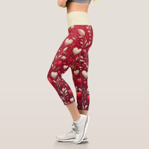 Leggings Capri Coeur lunatique et pattes Feuilles