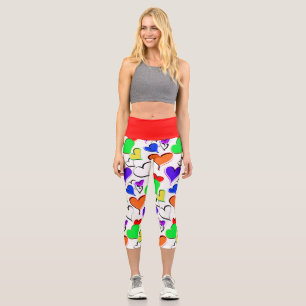 Leggings Capri Coeurs colorés Arc-en-ciel amusant