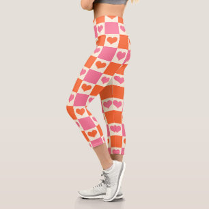 Leggings Capri Coeurs de tableau de bord en rose, orange et crème