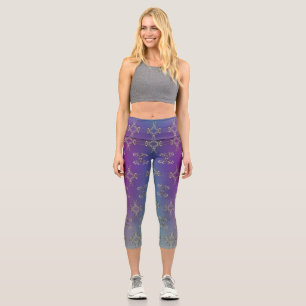 Leggings Capri Coeurs fantaisie Bleu pourpre Gradient Capri Leggi