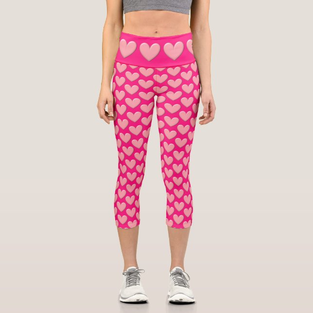 Leggings Capri Coeurs Puffy Rose (Recto)