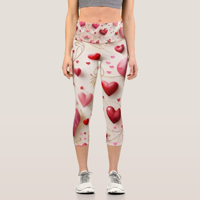 Leggings Capri Cœurs qui tombent (Recto)