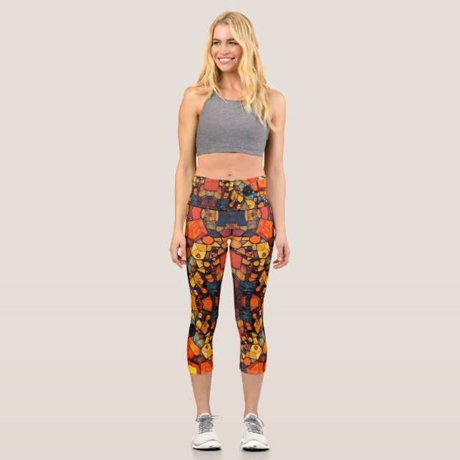 Leggings Capri Collage de pierres précieuses1 (Recto)