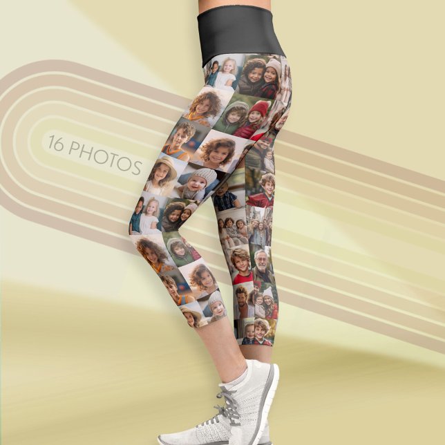 Leggings Capri Collage photo avec jusqu'à 16 photos - noir (Custom Photo Leggings)