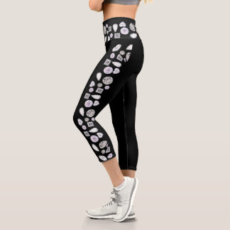 Leggings Capri Collant Capri à diamants noir et blanc antique fém