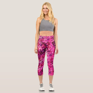 Leggings Capri Collants abstraits rose pour femmes   Aquarelle ma
