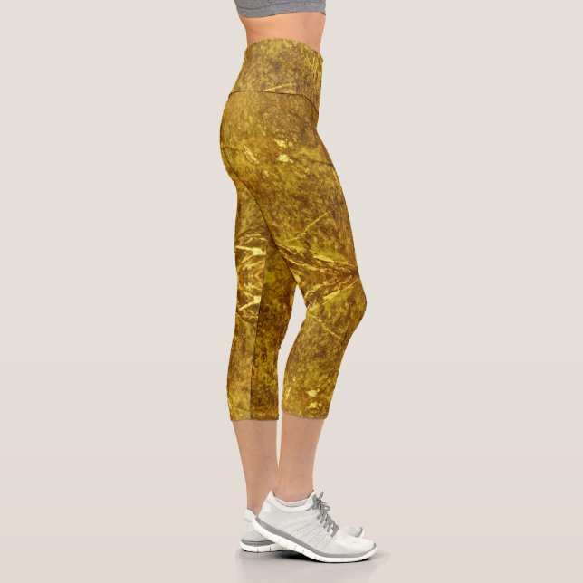Leggings Capri Collants Capri à marbre doré (Droite)