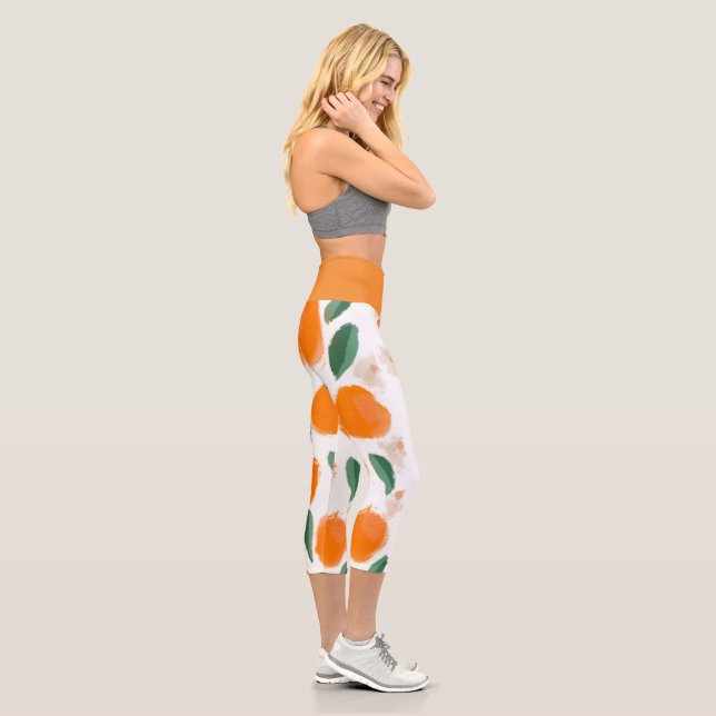 Leggings Capri Collants Capri gris botanique Oranges Abstraits (Droite)