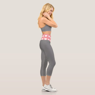 Leggings Capri Collants Capri Gris Simple Cœur Rose Blanc