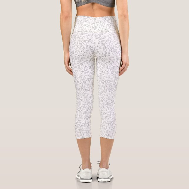 Leggings Capri Collants Capri Imprimé Abstrait Blanc Chic (Verso)
