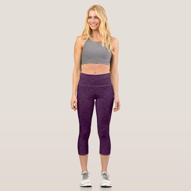 Leggings Capri  Collants Capri vin rose abstrait  (Recto)