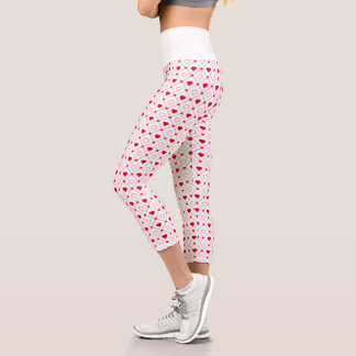 Leggings Capri Collants de la Saint-Valentin à coeur rouge et bla