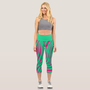 Leggings Capri Collants de mode à motif zèbre néon