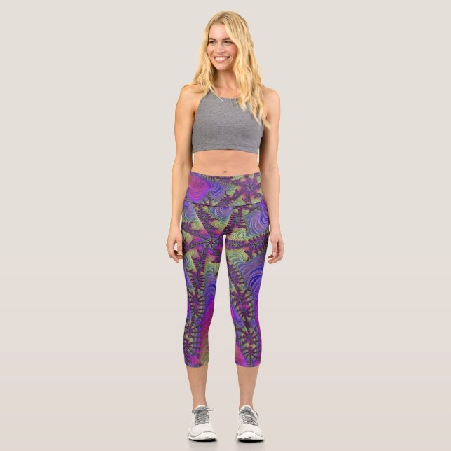 Leggings Capri Collants Néon Fractale (Recto)