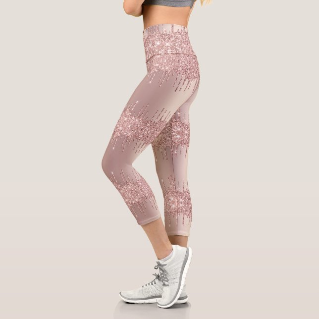 Leggings Capri Collants Pailletés Rose Gold (Gauche)