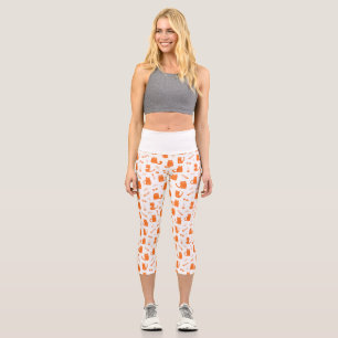 Leggings Capri Collants pour amoureux de chat orange mignon