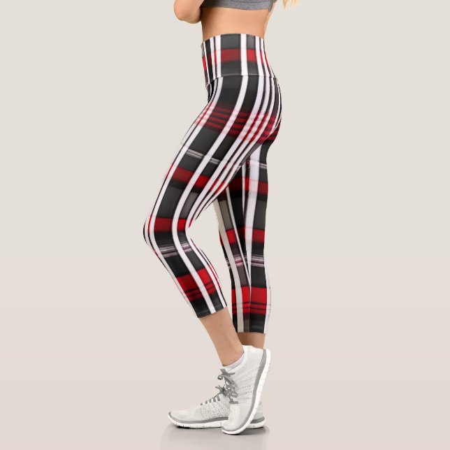 Leggings Capri Collection Abstraite de plaid rouge (Gauche)