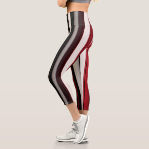 Leggings Capri Collection Abstraite Red Black Lines tendance